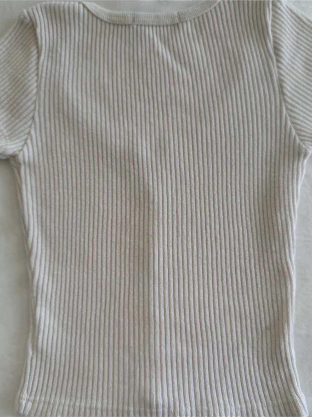 BRANDY MELVILLE Women's Ribbed Crewneck Top - Cream